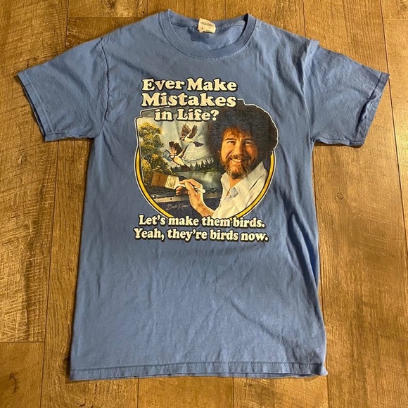 Bob Ross Tops - Bob Ross The Joy of Painting Blue Tee Size Large